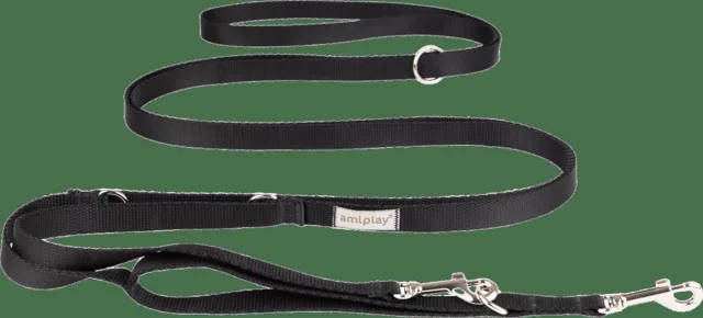 Vodítko pro psy Amiplay Samba 8v1 nastavitelné černé XL 200–400 cm × 2,5 cm