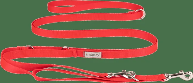 Vodítko pro psy Amiplay Samba 8v1 nastavitelné červené L 200–400 cm × 2,5 cm