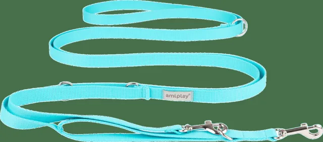 Vodítko pro psy Amiplay Samba 8v1 nastavitelné modré S 200–400 cm × 1,5 cm