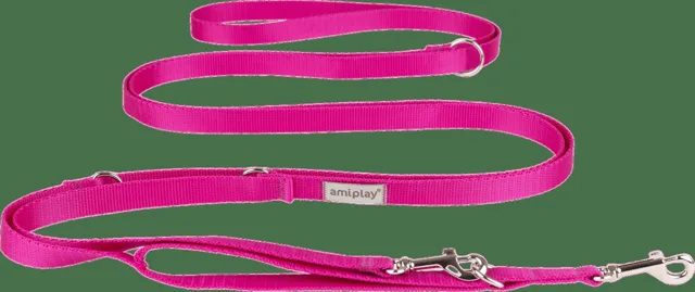 Vodítko pro psy Amiplay Samba 8v1 nastavitelné růžové XL 200–400 cm × 2,5 cm