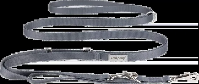 Vodítko pro psy Amiplay Samba 8v1 nastavitelné šedé L 200–400 cm × 2,5 cm