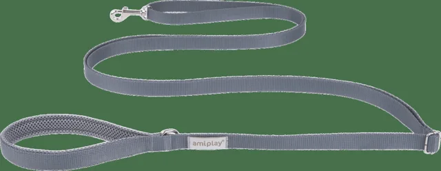 Vodítko pro psy Amiplay Samba Easy Fix nastavitelné šedé S 160–300 cm × 1,5 cm