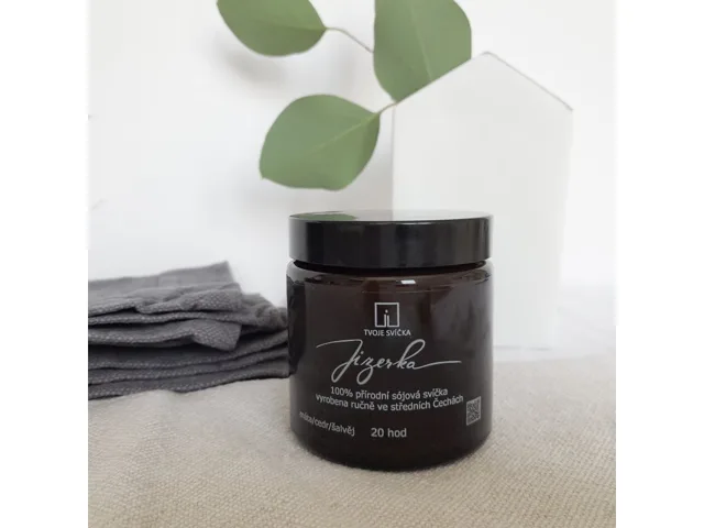 Vonná svíčka Jizerka - cedr, máta, šalvěj, 120 ml