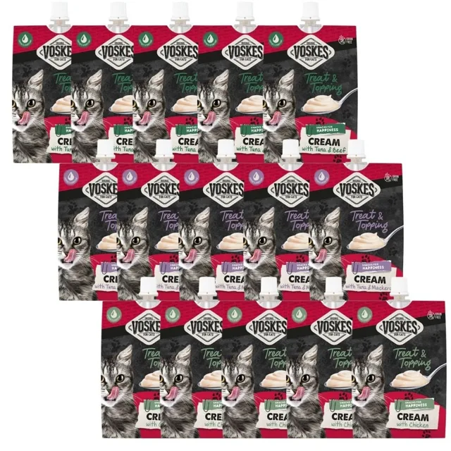 VOSKES Cream Mix příchutí 15x90 g krém pro kočky