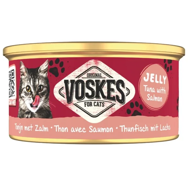 VOSKES Jelly Tuna with Salmon 85 g 100% tuňák s lososem v želé, doplňkové krmivo pro kočky