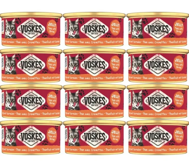 VOSKES Jelly Tuna with Shrimp 12x85 g100% tuňák s krevetou v želé, doplňkové krmivo pro kočky