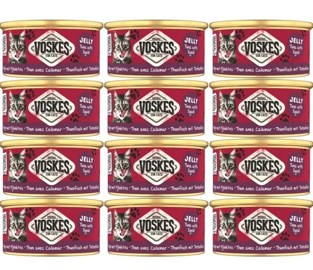 VOSKES Jelly Tuna with Squid 12x85 g 100% tuňák s chobotnicí v želé, doplňkové krmivo pro kočky