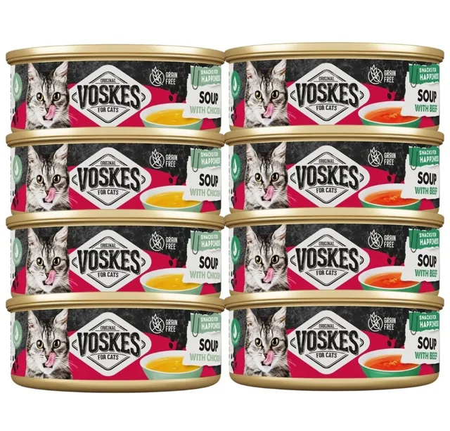 VOSKES Soup Mix masových příchutí 8x50 g polévka s hovězím a kuřecím masem pro kočky