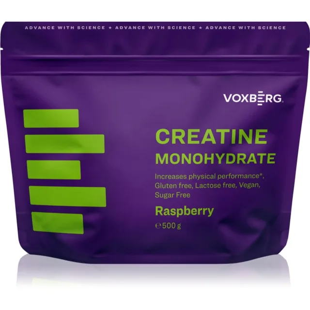 Voxberg Creatine Monohydrate Creapure podpora sportovního výkonu příchuť Raspberry 500 g