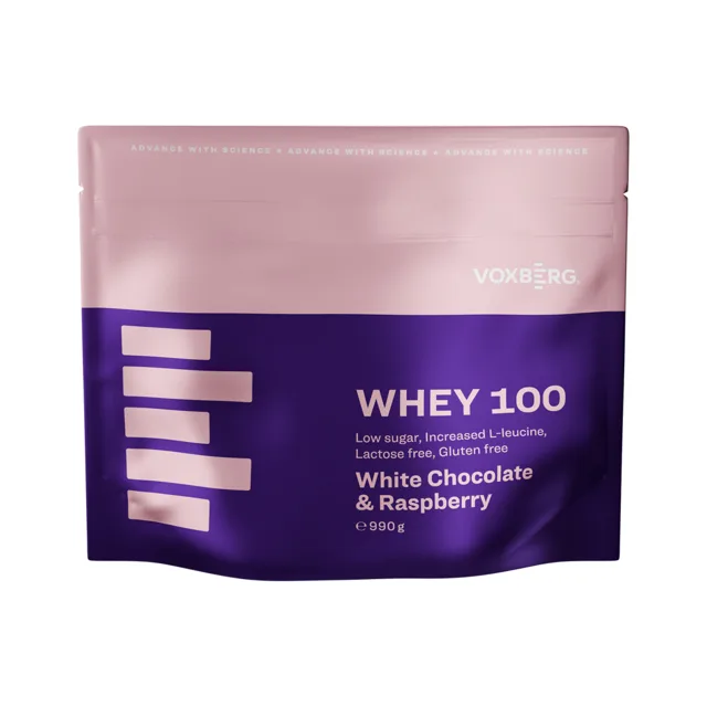 Voxberg Whey Protein 100 990g - bílá čokoláda s malinou
