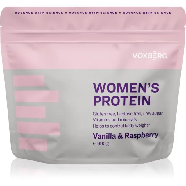 Voxberg Women's Protein syrovátkový protein pro ženy příchuť Vanilla & Raspberry 990 g