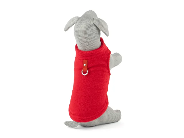 Vsepropejska Fleece mikina pro psa s poutkem Barva: Červená, Délka zad (cm): 38, Obvod hrudníku: 50 - 56 cm