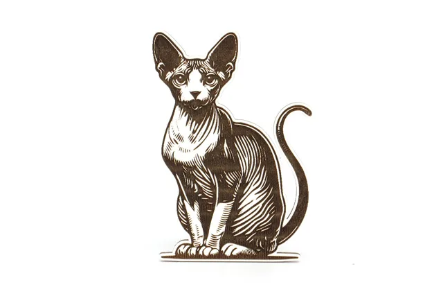 Vsepropejska Gravírovaný magnet ve tvaru kočky Barva: Bílá, Plemeno: Sphynx