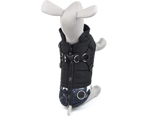 Vsepropejska Harness zimní bunda pro psa s postrojem Barva: Černá, Délka zad (cm): 40, Obvod hrudníku: 46 - 55 cm