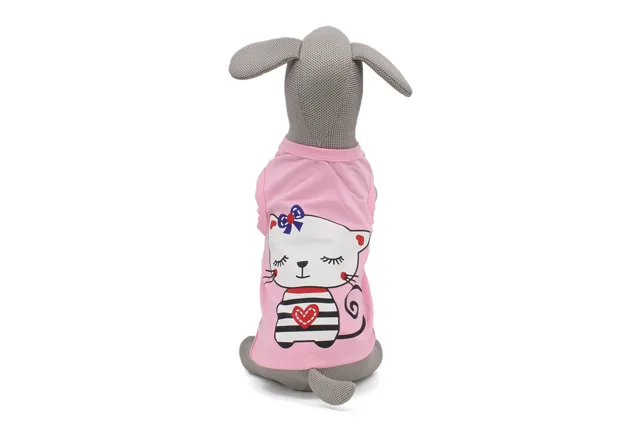 Vsepropejska Kitty elastické tričko pro psa Barva: Růžová, Délka zad (cm): 30, Obvod hrudníku: 35 - 42 cm
