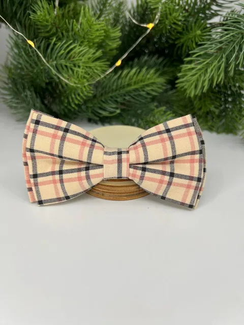Vsepropejska Louis károvaný motýlek pro psa na obojek Barva: Žlutá, Rozměr (cm): 6x12 cm