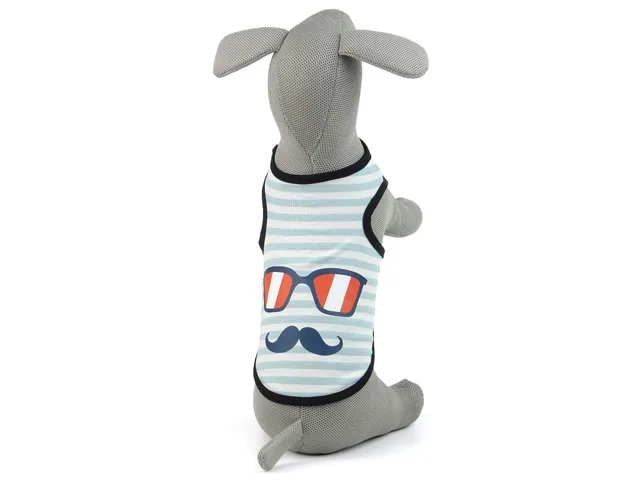 Vsepropejska Mustache pruhované tričko pro psa Barva: Modrá, Délka zad (cm): 21, Obvod hrudníku: 30 - 33 cm