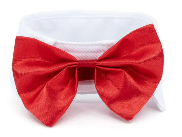 Vsepropejska Nina červeno-bílý motýlek pro psa s límcem | 20 - 28 cm Obvod krku: 22 - 25 cm