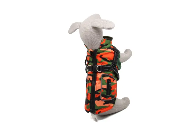 Vsepropejska Pardál zimní bunda pro psa s postrojem Barva: Oranžová, Délka zad (cm): 33, Obvod hrudníku: 38 - 46 cm