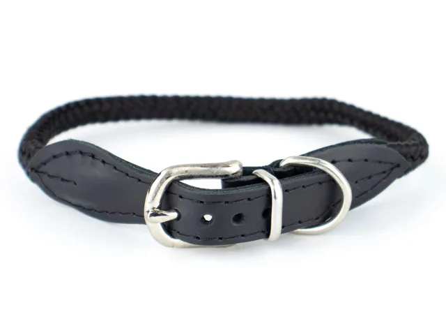 Vsepropejska Rope obojek pro psa z lana | 32 - 39 cm Barva: Černá, Obvod krku: 35 - 39 cm