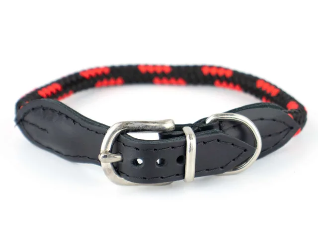 Vsepropejska Rope obojek pro psa z lana | 32 - 39 cm Barva: Černo-červená, Obvod krku: 35 - 39 cm