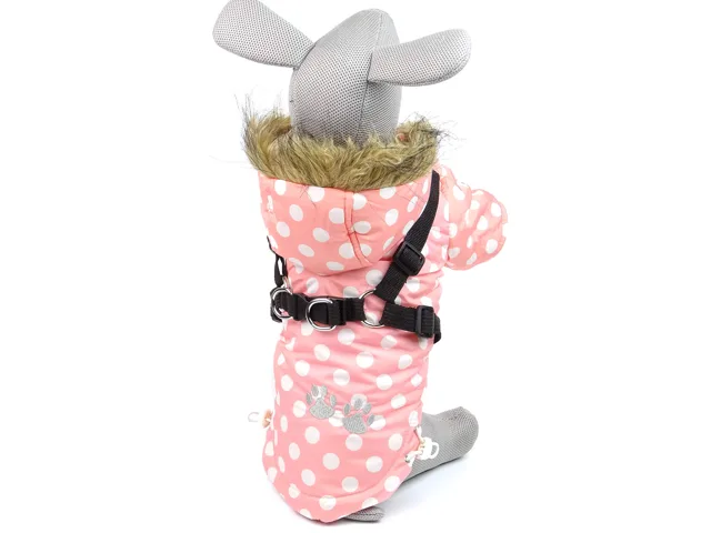 Vsepropejska Spotty zimní bunda pro psa s postrojem Barva: Růžová, Délka zad (cm): 31, Obvod hrudníku: 40 - 43 cm