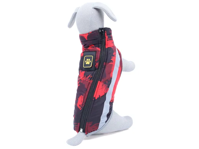 Vsepropejska Stern bunda pro psa na ZIP Barva: Červeno-černá, Délka zad (cm): 40, Obvod hrudníku: 50 - 54 cm