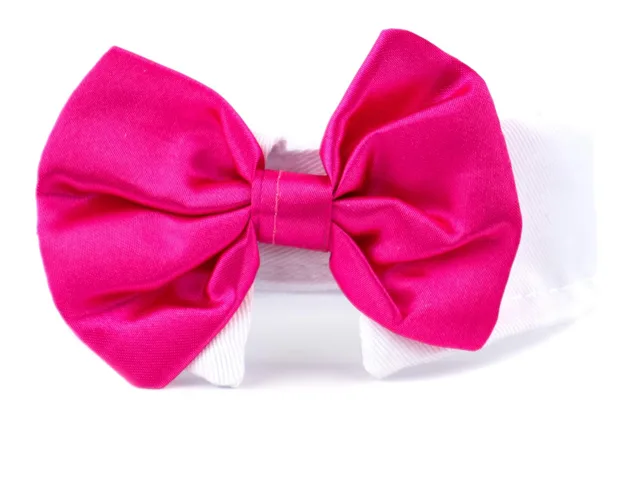 Vsepropejska Vendy růžovo-bílý motýlek pro psa s límcem | 20 - 28 cm Obvod krku: 24 - 28 cm