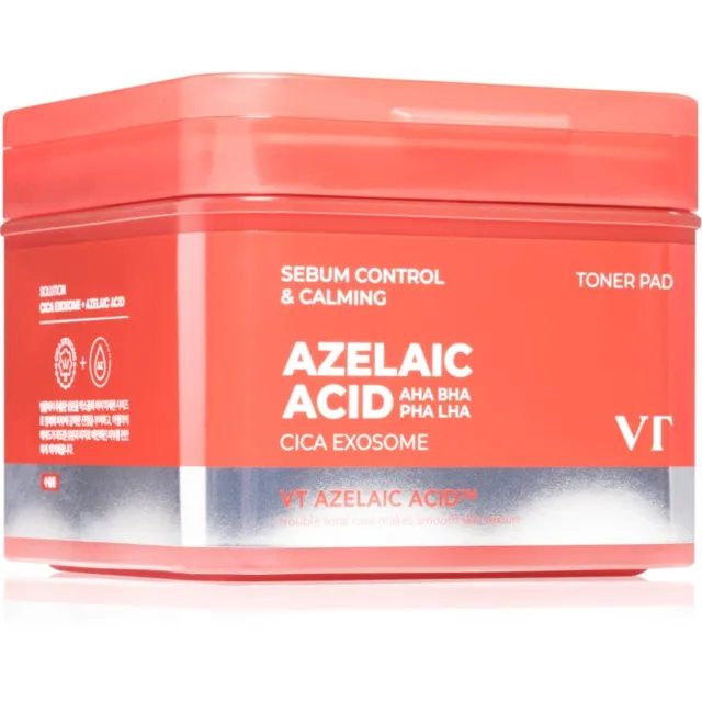VT Cosmetics Azelaic Acid Sebum Control & Calming Toner Pad tonizační polštářky pro výživu a hydrataci 60 ks