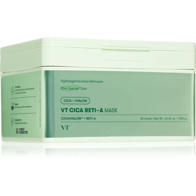 VT Cosmetics Cica Reti-A Mask zklidňující plátýnková maska se zpevňujícím účinkem velké balení 30 ks