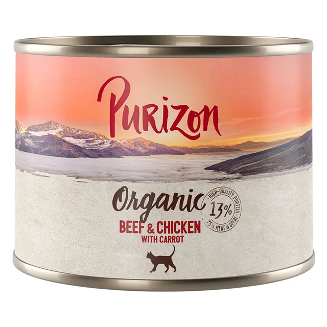 Výhodná balení Purizon Organic 24 x 200 g - kachna a kuřecí s cuketou