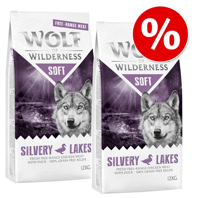Výhodné balení: 2 x 12 kg Wolf of Wilderness Adult "Soft" - "Soft - Wide Acres" - kuřecí