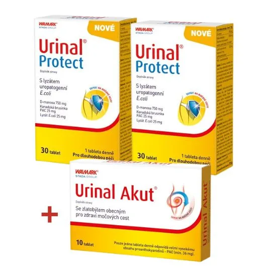 Výhodné balení 2x Urinal Protect a Urinal Akut zdarma! Péče na 2 měsíce a akutní podpora 70 tablet