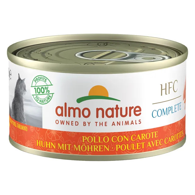 Výhodné balení Almo Nature HFC Complete 12 x 70 g - kuře se zelenými fazolkami