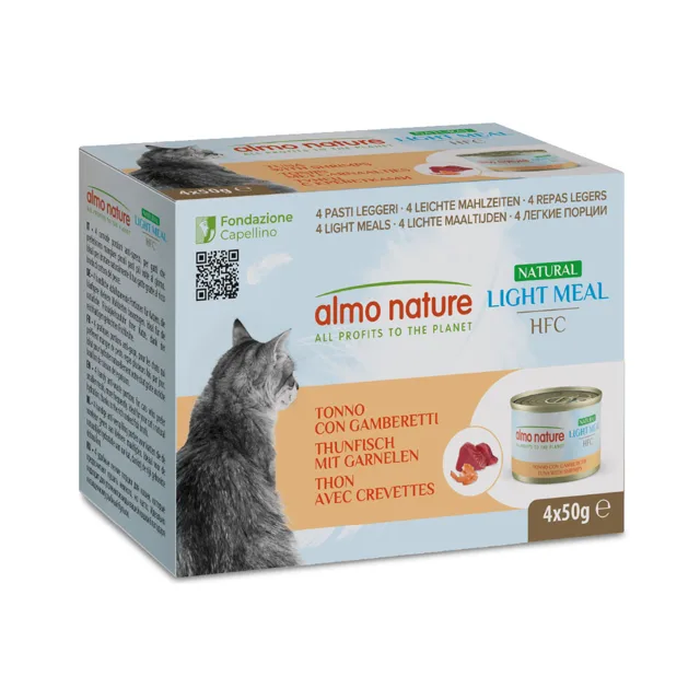 Výhodné balení Almo Nature HFC Natural Light 12 x 50 g - tuňák a krevety