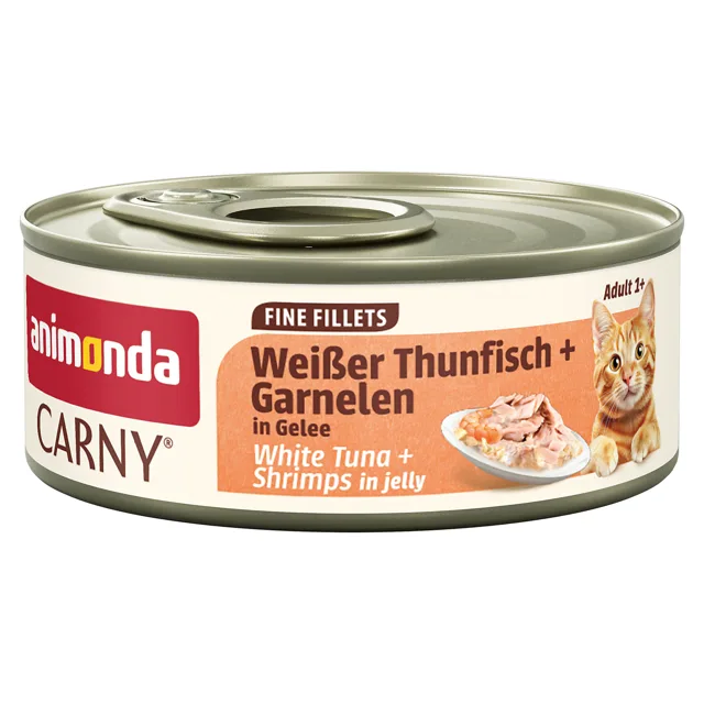 Výhodné balení: animonda Carny Adult jemné filety v želé 24 x 60 g - bílý tuňák a krevety