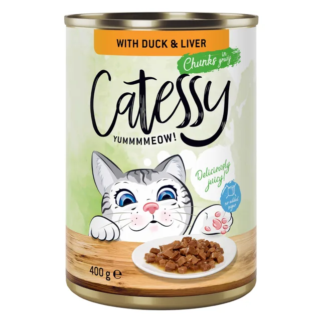 Výhodné balení Catessy kousky v želé nebo v omáčce 24 x 400 g - losos a pstruh v omáčce