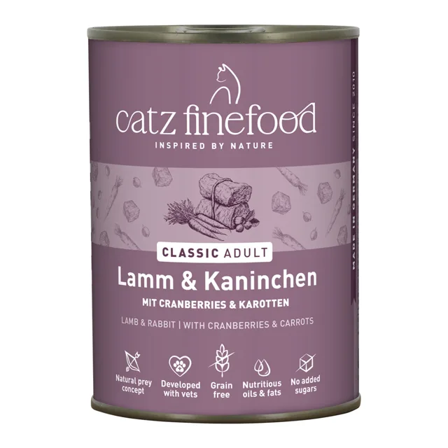 Výhodné balení catz finefood 12 x 400 g - jehněčí & králík