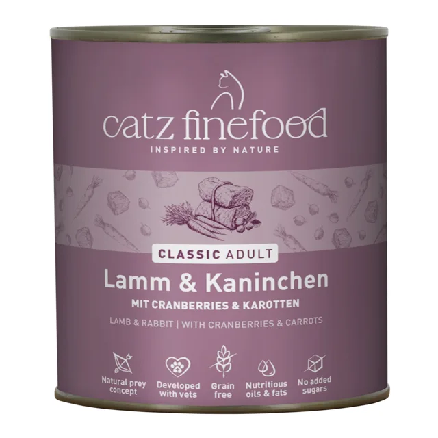 Výhodné balení catz finefood 24 x 800 g - jehněčí a králičí