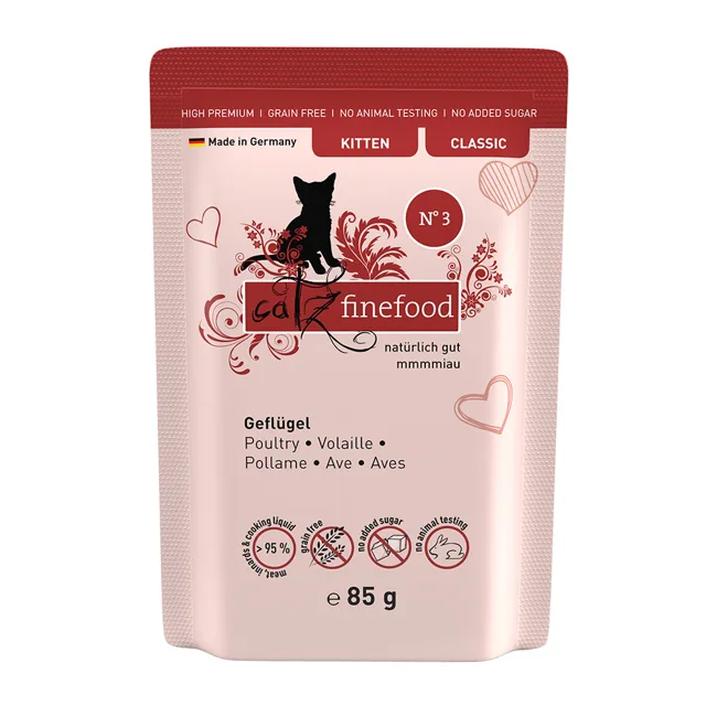 Výhodné balení: catz finefood Kitten 24 x 85 g - drůbeží
