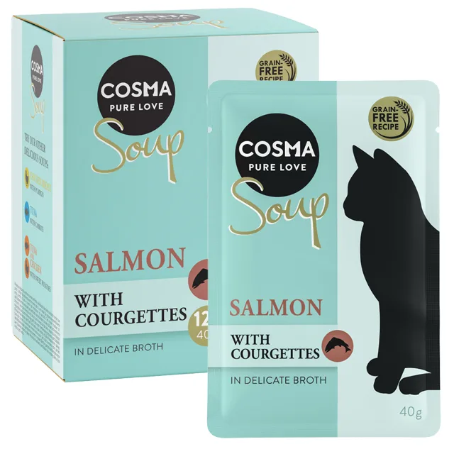 Výhodné balení: Cosma Soup 24 x 40 g  - Losos s cuketou