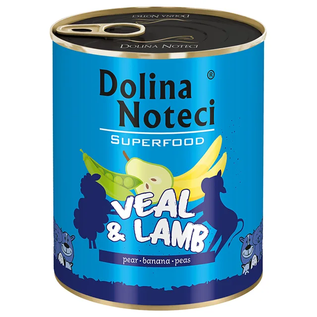 Výhodné balení Dolina Noteci Superfood 12 x 800 g - telecí a jehněčí