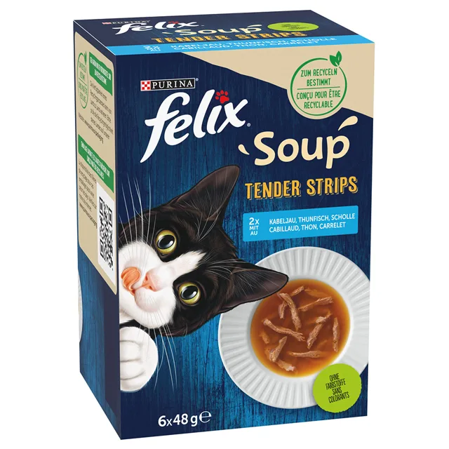 Výhodné balení Felix Soup Filet polévky 12 x 48 g -  treska, tuňák, platýs