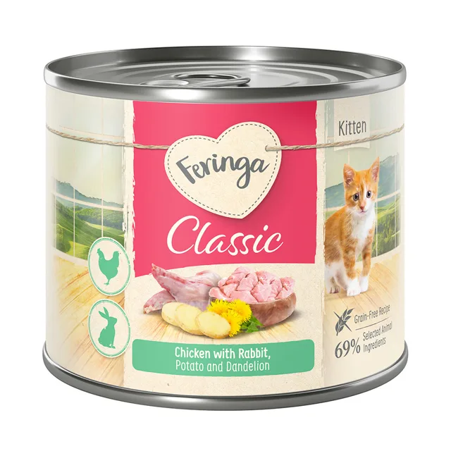 Výhodné balení Feringa Kitten 12 x 200 g - Králík & kuřecí
