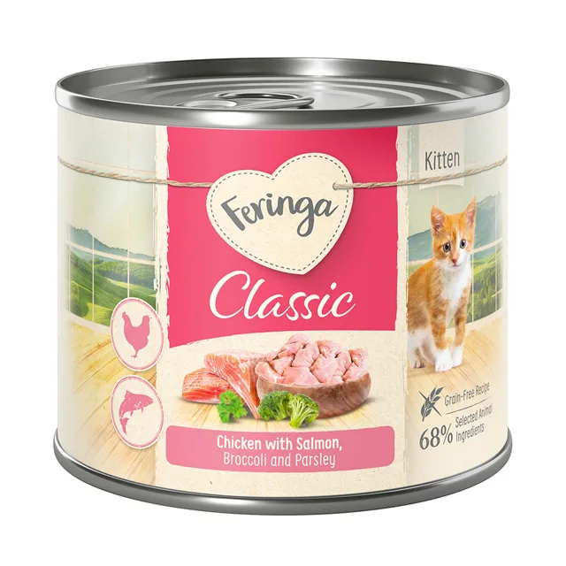 Výhodné balení Feringa Kitten 12 x 200 g - Losos a kuřecí