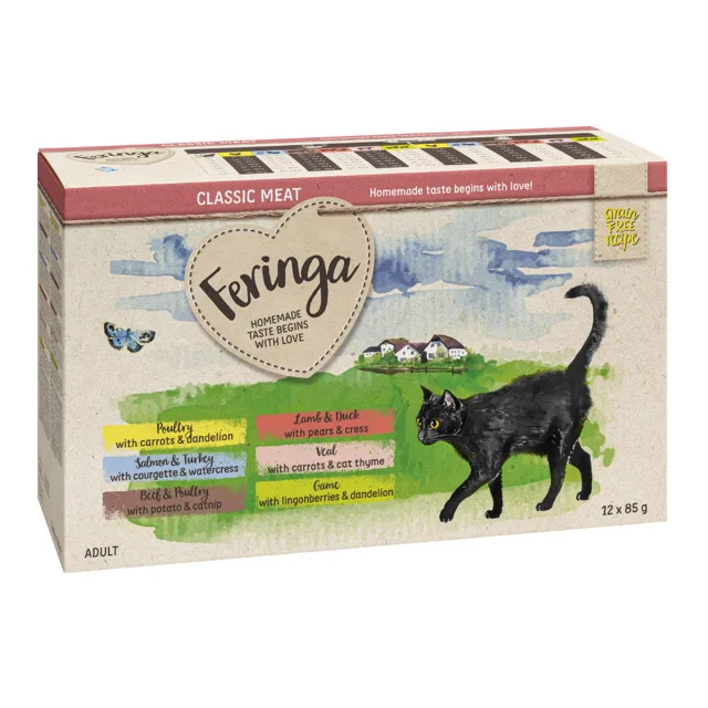 Výhodné balení Feringa Multipack uzavíratelné kapsičky 24 x 85 g - Losos & krůta s cuketou