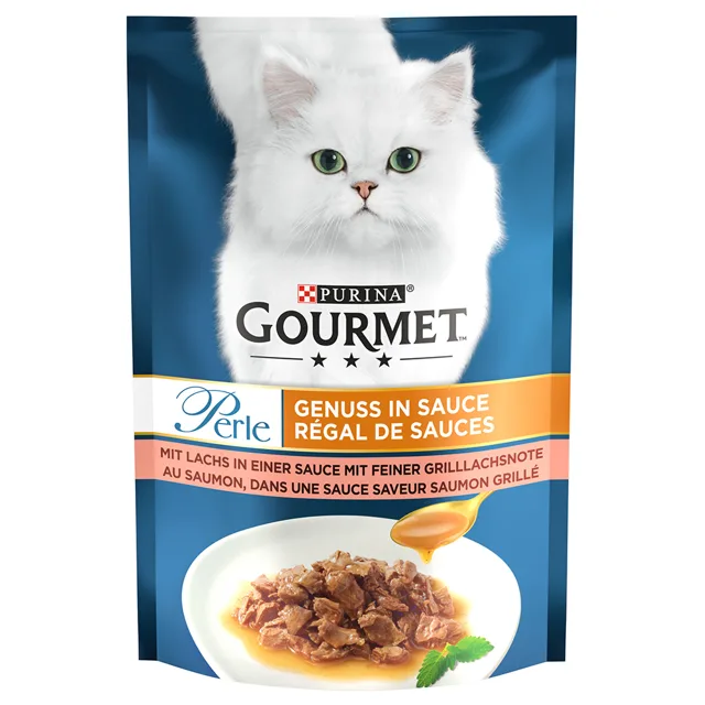Výhodné balení Gourmet Perle Genuss kapsičky 52 x 85 g - losos v omáčce