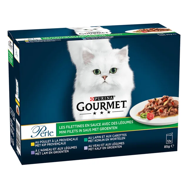 Výhodné balení Gourmet Perle kapsičky 24 x 85 g - Mini Filetti - kuře, jehněčí, králík, telecí