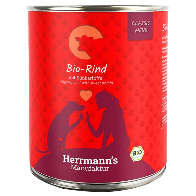 Výhodné balení Herrmanns Bio-Menu Classic 12 x 800 g - Bio hovězí s bio sladkými bramborami