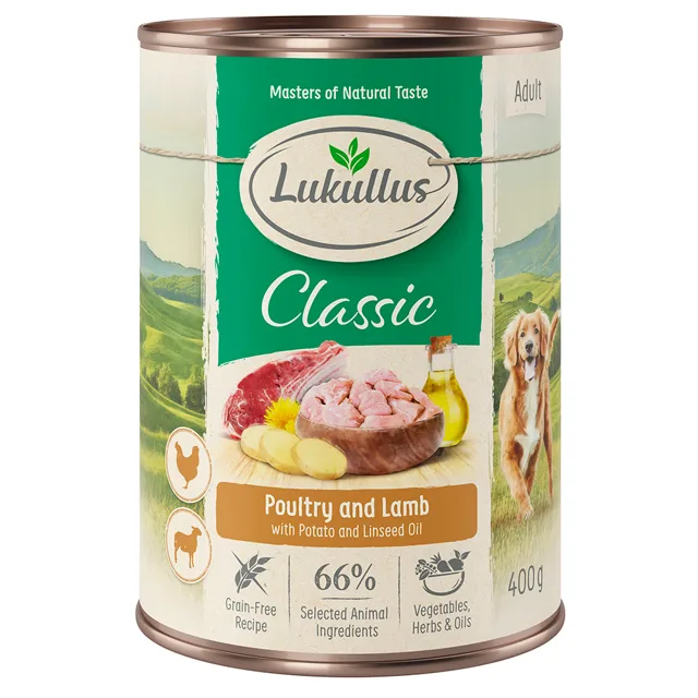 Výhodné balení Lukullus 24 x  400 g - Drůbeží & jehněčí